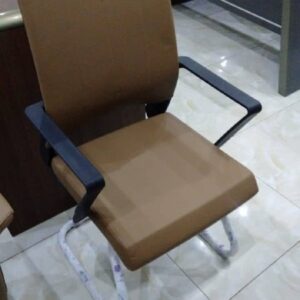 Ergonomic Brown Office Chair with Cushioned Seat & White Sled Base (Ref: RC10029)