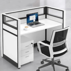 Modern Reception Desk with Ergonomic Chair and Storage (Ref: RRD0003)