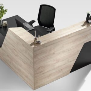 Modern Dark Wood Reception Desk (Ref: RRD0006)