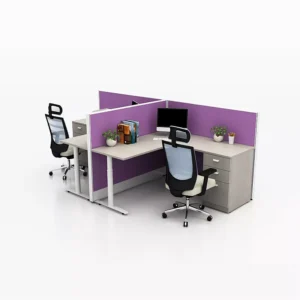 Modern Dual-Cubicle Workstation with Ergonomic Chairs (Ref: RW10002)
