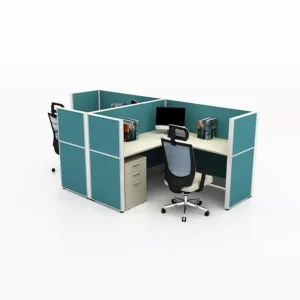 Modern Dual-Cubicle Workstation with Ergonomic Chairs (Ref: RW10004)